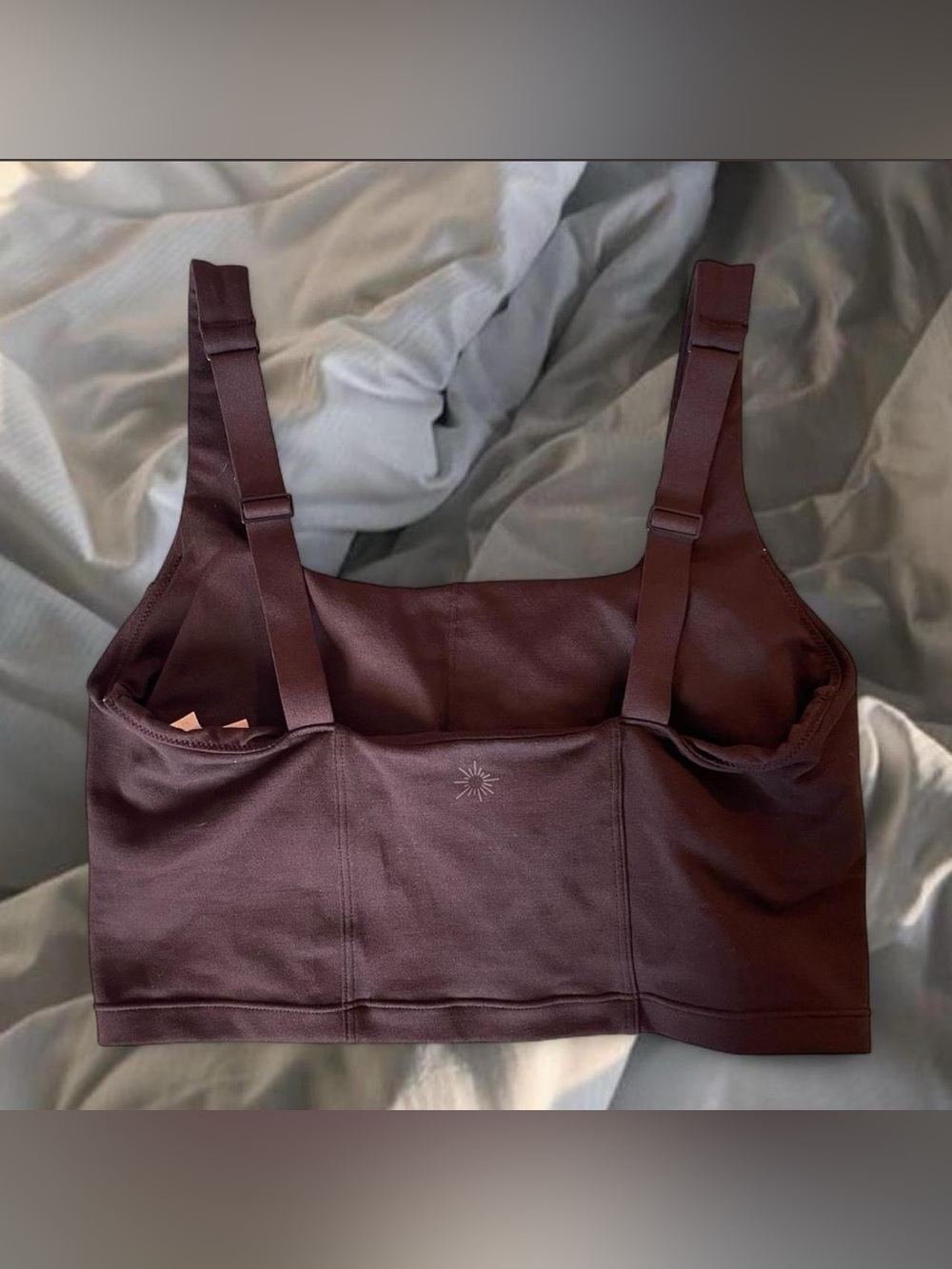 Offline by Aerie “The Hugger” sports bra in a deep burgundy/chocolate brown